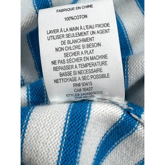 Mr Turk Knit Tee Mens M/L Blue White Striped Crewneck Short Sleeve Resort - Picture 9 of 13